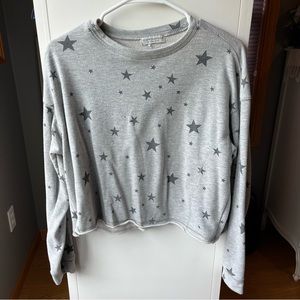 NWOT Star-print Gray Crewneck Sweatshirt